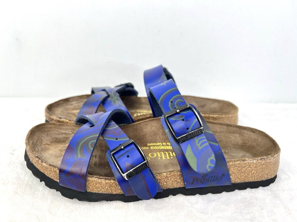 Birkenstock Papillio Sydney Sandals Women's 7 US / 38 Narrow Blue Criss Cross